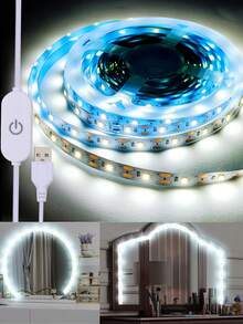 1m/3m/5m Dressing Table Makeup Mirror Light Strip Usb Cabinet Adhesive Embedded Led Light Strip Bathroom Mirror Lighting Flexible Light Strip - White - View 2