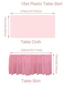 2pcs/Pack Plain Disposable Table Skirt, PE Rectangle Tablecloth And Skirt Decoration For Wedding Birthday Party Supplies,Christmas