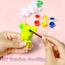 Juego de 1/3 piezas Oso de fluido Graffiti DIY, llavero de oso de fluido de dibujos animados, materiales de artesanía DIY, juguetes en blanco de graffiti pintados a mano, adecuado como obsequio de fiesta, recompensa en el aula, accesorio colgante (color de accesorio aleatorio), Regreso a la escuela, Útiles escolares