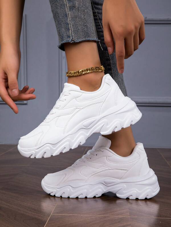 Baskets casual épaisses pour femmes, chaussures à semelle épaisse, respirantes et confortables avec plateforme, pour l'été