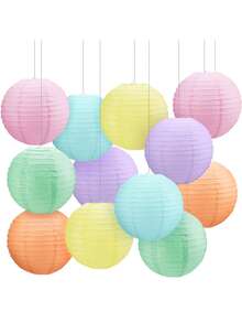 1/3/6 件马卡龙色纸灯笼婚礼装饰套装，适用于乡村婚礼、新娘送礼会、生日、毕业派对、吊灯罩、夏季道具、周年纪念、婚礼、情人节、庭院装饰 - 馬卡龍套裝 - 查看 4