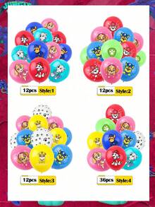 Paw Patrol Globos de látex con diseño de equipo de perros de 12 pulgadas, suministros de decoración para fiesta, decoración de globos para lugares de eventos, Día de la Madre, Día de Acción de Gracias, Día de Navidad - Multicolor - Ver 2