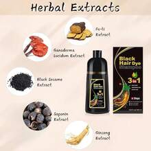 ZK   Black Hair Dye Shampoo 3 In 1 Hair Dye Shampoo For Men And Women To Cover Gray Hair Instant Herbal Natural 500ml - Black - View 5