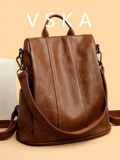 Female Leather Backpacks High Quality Ladies Bagpacks Luxury Designer Large Capacity Casual Daypack Girl Bag, Back To School Essentials