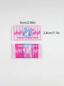 5 Packs Plaid Bunny Handmade Fabric Tags ,GREEN ,PINK ,DL Accessories - Pink - View 2