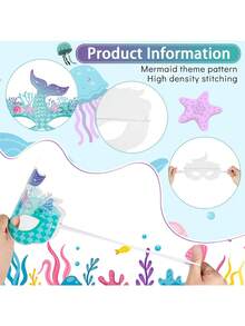 16 Pcs Mermaid Party Decorations Paper Mermaid Themed Paper Eyeglasses Summer Beach Photo Booth Props - Multicolor - View 7