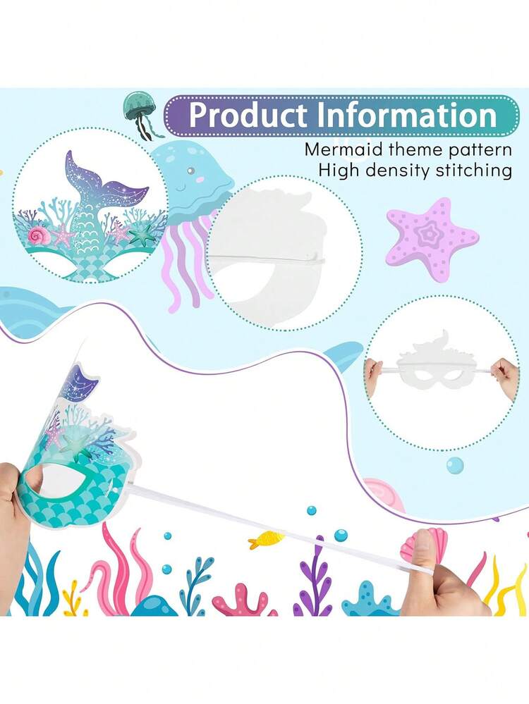 16 Pcs Mermaid Party Decorations Paper Mermaid Themed Paper Eyeglasses Summer Beach Photo Booth Props - Multicolor - View 6