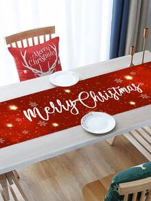 1 件，圣诞红底雪人圣诞快乐桌旗，35 * 180 厘米涤纶季节性冬季圣诞节圣诞节节日餐桌装饰，圣诞节装饰适用于 2025 年家居礼物新年 2026
