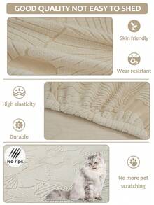 1 PC Anti Cat Scratch Jacquard Velvet Sofa Cover, All Year Round Universal Set, Elastic Sofa Cushion, Hat Cover Fabric,Modern Minimalist Style L-Shaped Anti Slip Sofa Protective Cover, Living Room 1/2/3/4 Seat Sofa Cover - Beige - View 4