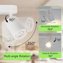 CANMEIJIA Foco empotrado en el techo GU10, lámpara LED de doble cabezal blanca y rotatoria para decoración de habitaciones, apta para sala de estar/dormitorio/cocina/balcón/almacén/estudio/comedor/bar/cafetería/lobby/pasillo/oficina, AC85-265V - Foco GU10 de doble cabezal - Ver 6