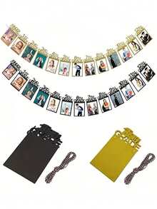 Graduate Decoration Set - Graduation Photo Banner Set, Display Frames For Kindergarten To 12th Grade, Suitable For Graduation Party And Home Decor. Graduation Photo Pennant, Grad Ceremony Photo Display Frame, Graduation Glitter Pull Flower Banner,Back To School,School Supplies - Multicolor - View 2