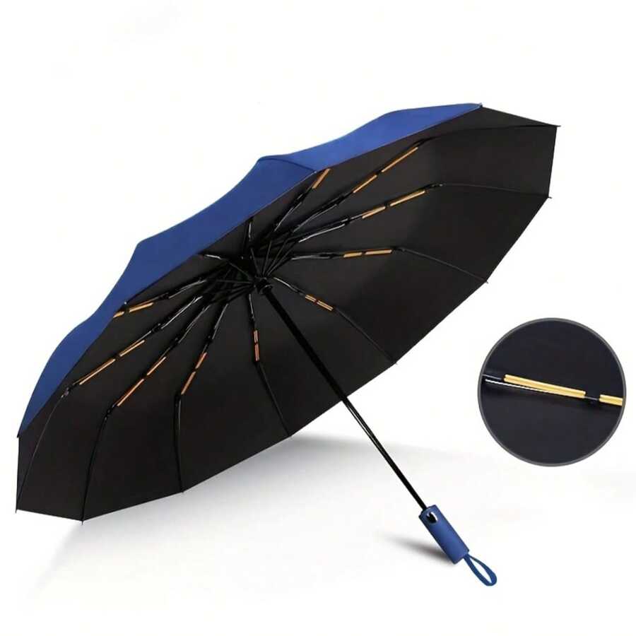 High-End Automatic Folding Umbrella - Navy Blue - View 1