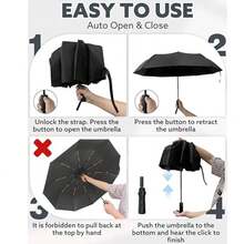 High-End Automatic Folding Umbrella - Navy Blue - View 2