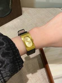 1件女款手錶，優雅休閒，金色錶盤，奢華時尚設計，適合日常生活與聚會/錶帶顏色：黑色/棕色/紅色 - 均碼 - 查看 7