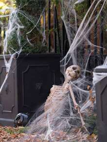Halloween Decoration White Artificial Elastic Spider Web, Suitable For Halloween Horror Home Party Scene Props, Haunted House Decoration, Christmas - Multicolor - View 5