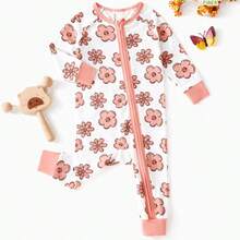 PP Bamboo Pulp Fiber Floral Jumpsuit For Baby Girls - 粉色 - 查看 1