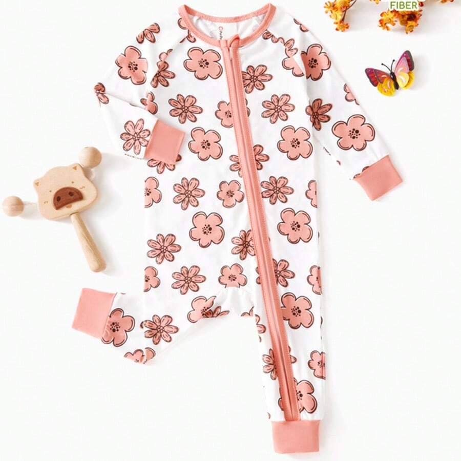 PP Bamboo Pulp Fiber Floral Jumpsuit For Baby Girls - 粉色 - 查看 1
