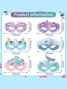 16 Pcs Mermaid Party Decorations Paper Mermaid Themed Paper Eyeglasses Summer Beach Photo Booth Props - Multicolor - View 4