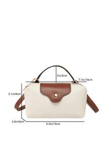 迷你新款时尚手提包，撞色设计，采用防水尼龙面料，包含单肩包、方包和蔬菜篮包，适合通勤、聚会和冬季度假。 - 白色 - 查看 3