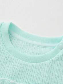 Balabala Áo thun tay ngắn cho bé gái 2025 mùa hè ngọt ngào - hồng xanh - Xem 3