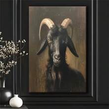 1pc Poster Canvas Painting Wall Sticker Print Modern Art Painting, Perfect For Room Decoration Black Phillip Goat Art, Dark Academia, Halloween Decoration, Victorian Gothic Decor,No Frame