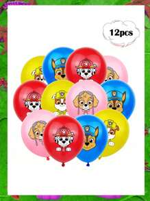Paw Patrol 12 pulgadas Globos de látex con diseño de equipo de perros para decoración de fiestas, decoración de sitios, fiestas, temporada de regreso a clases, Día de la Madre, Día de Acción de Gracias, Navidad