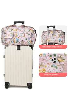 [Classic Style] Fashionable New Oxford Cloth Handbag Tote, Featuring 3D Animal Prints. This Large Capacity Travel Bag Has Versatile Functions Including Wet/Dry Separation And Independent Shoe Compartment. Suitable As Gym/Yoga Bag For Both Men And Women. Can Be Used As School/Commute Bag, Weekend Travel Bag, Overnight Bag, Or Hospital Packing Bag. - Baby Pink - View 9