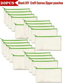 5/10/20pcs Set Blank Canvas Tote Bags For DIY Painting And Digital Printing, Portable Cosmetic Bags For Toiletries, Travel Makeup, Gifts To Express Love And Gratitude, Cute Handbag/Wallet/Snack/Gift Storage Bag With Zipper For Lipstick, Brush, Skincare, Phones, Coins, Small Items Make Up Bag - Beige - View 24