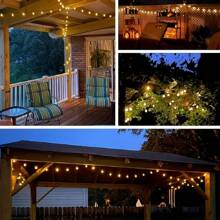 Solar-Powered Crystal Globe String Lights - 20/30/50/100/200 LED, 16.4/22.9/39.3ft Outdoor Decor For Halloween, Christmas, Thanksgiving, Weddings & Garden Parties - Warm White, Colorful & Single White Options, IP44 Waterproof