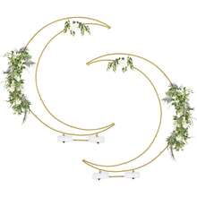 Vincidern 2 件 6.9 英尺金色气球拱门支架 Arcos Para Decorar，半月形金属婚礼拱门背景，适用于婚礼仪式、生日派对、毕业装饰 2025 年夏季礼物海滩返校学校用品房间装饰 - 金的(2Pcs) - 查看 2