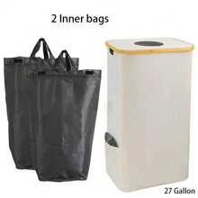 1 Stück Recycling-Behälter für draußen, 2 Innentaschen, Mülleimer, Wäschekorb, 100L Hochkapazität, Ersatztasche an der Seite, geeignet für Innenräume, Küche, Waschraum, Schlafzimmer, Wohnheim, Büro, Kleidung, Flaschen, Spielzeug Aufbewahrung