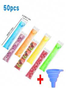 50pcs/100pcs Summer Refreshing Transparent Disposable Popsicle Bags, Household Ice Pop Mold, Sealed, Cold-Resistant, Used For Juice, Soda, Fruit, Freezing And Food Preservation
