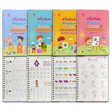 4 Set Magic Copybooks Pen Copy Book Free Wiping Practice English Copybook For Calligraphy Learning Books Grooves Template Design(All Accessories Are In Random Colors And Styles)Office, School, Drawing,Student,Markers,Stationery,School Supplies