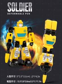 1 pieza Bolígrafo robot transformable - Escribible y transformable, artículo de papelería creativo 2 en 1, robot guerrero transformable DIY, juguete para niños, bolígrafo creativo para estudiantes de primaria, regalo del Día del Niño