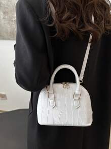 Bolsa de ombro feminina com design de concha vintage