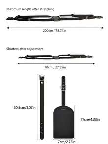 Suitcase Multifunctional Luggage Packing Straps Plus Luggage Tag, Anti-Fall Elastic Elastic Rope, Luggage Bag Fixing Strap, Stylish And Simple Thickened Pu Li Brand Luggage Anti-Lost Lightweight Checked Luggage Tag Solid Color Luggage Tag, Suitcase Reinforcement Strap, Luggage Strap Luggage Strap Suitcase Elastic Strap, Travel Accessories For Traveling Abroad - Multicolor - View 11