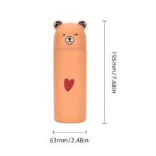 1pc Cute Bear Silicone Pencil Case, Portable Pen Box, Handy Student Stationery Organizer