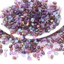 200 Stück 3*5mm Geschliffene bunte Reisperlen, Olivenperlen mit Loch in der Mitte, lose Glasperlen für DIY Handwerke, Schmuck, Schuhe, Hüte, Gürtelketten Herstellung