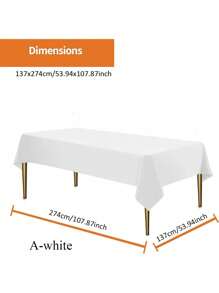 1pc Premium Disposable Plastic Tablecloth (137x274cm) - Waterproof Rectangle Party Table Cover For Wedding, Birthday, Holiday Decorations - Wrinkle & Spill-Resistant, Decorative Easy Cleanup