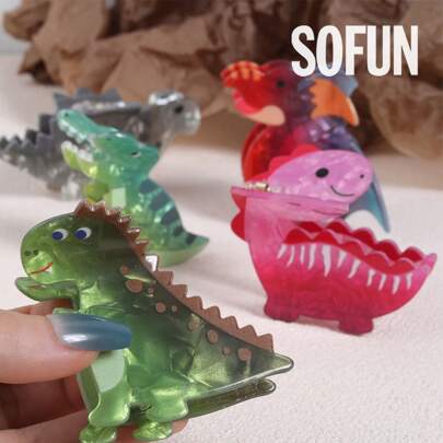 1 Piece Personalized Novelty Gift Virgin Forest Green Dinosaur Hair Accessories Animal Hair Clips, School Stuff, College Fashion Hair Claw Clips Autumn Accessories Fall Winter For Vacation Outfits Woman