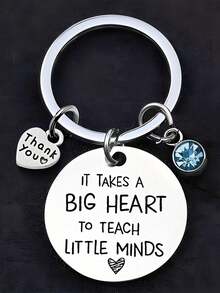 1 件“It Takes A Big Heart”不锈钢钥匙扣，镶有粉色水钻，教师节/毕业礼物，感谢学校背包 - thank you紅蘋果 - 查看 9