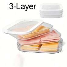 Set di contenitori impilabili in 3 piani per frigorifero con coperchi - ideali per carne, verdure e frutta - set di organizer da cucina in plastica
