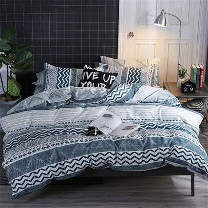 CNZB- 3 Pieces Polyester Printed Duvet Cover Pillowcase Set, Duvet Cover 135*200cm, 150*200cm, 220-240cm, Pillowcase 50*70 Cm