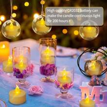 12 piezas de velas electrónicas sin llama con temporizador, ciclo de 6 horas encendido/18 horas apagado, alimentadas por batería CR2032 (talla grande de 180 horas), adecuadas para bodas, cumpleaños, decoración de mesas de fiesta, decoración del hogar (blanco cálido, amarillo cálido)