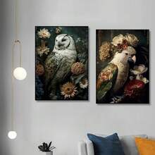 1幅墙面艺术海报，可选画框，动物复古鸟类狮子丛林花卉帆布画，女人动物海报印刷墙面艺术画客厅装饰画，带框墙面艺术 - 彩色 - 查看 6