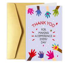 1pc Appreciation Card For Teachers And Teaching Assistants, Paper Thank You Note With Envelope, Gratitude For Making A Difference Every Day, Suitable For School And Special Occasions School Decor School Surprise Dormitory Decor Back To School