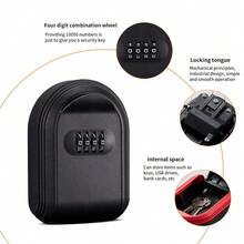 1 pieza Caja fuerte de llave de combinación de 4 dígitos montada en la pared, totalmente de plástico, resistente, a prueba de intemperie para exterior, para guardar llaves del hogar, auto y oficina (universal) - Multicolor - Ver 11