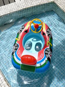 1 件带座椅的充气游泳圈，可爱儿童游泳池浮圈，带手柄的幼儿游泳训练圈，带方向盘的夏季游泳浮圈