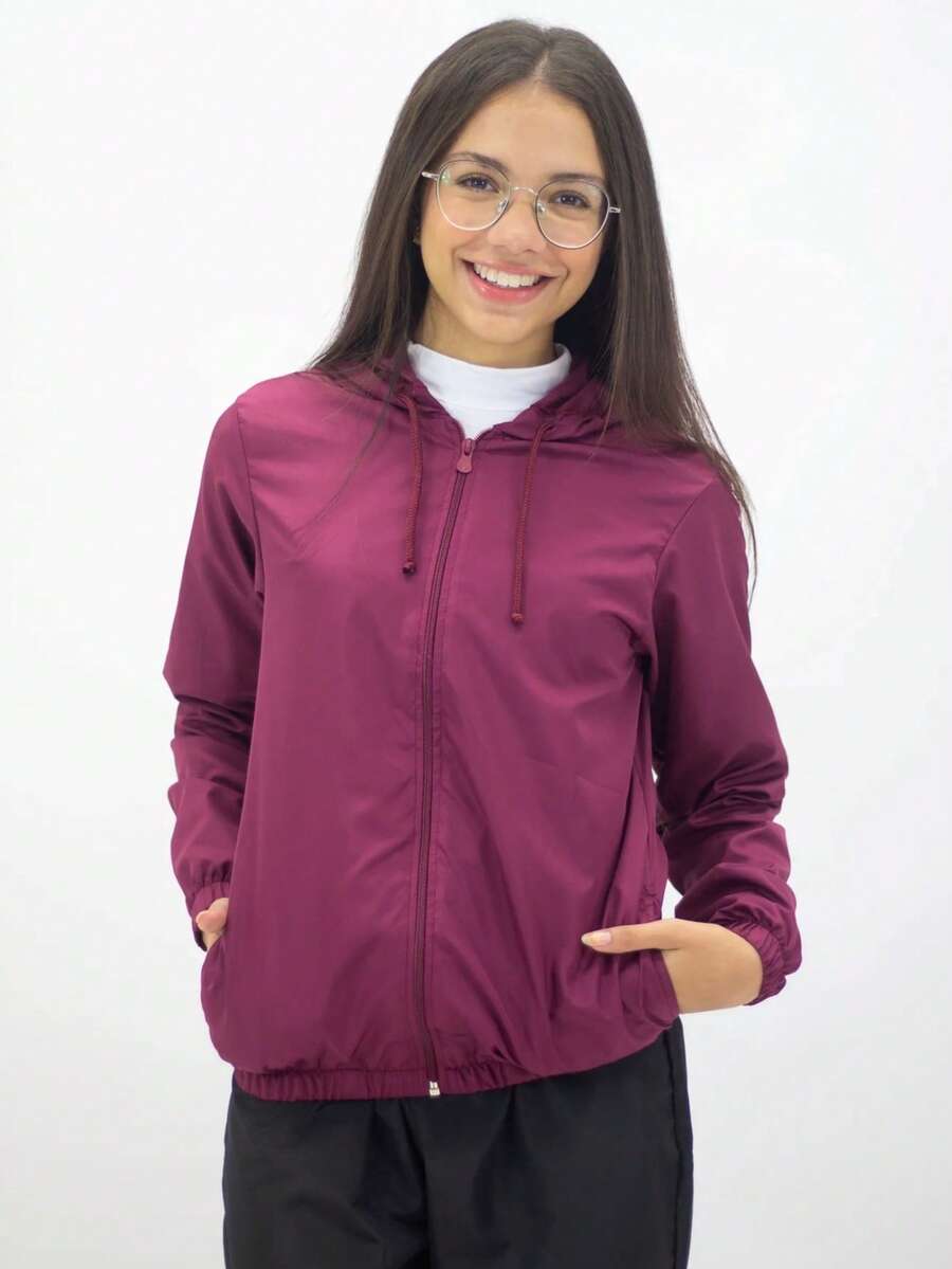 Unisex Children's And Youth Windbreaker - 紫紅色 - 查看 1