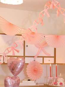 1pc Pink And Blue Paper Bow Flag, Cute And Sweet Decorative Banner For Birthday Party Decoration